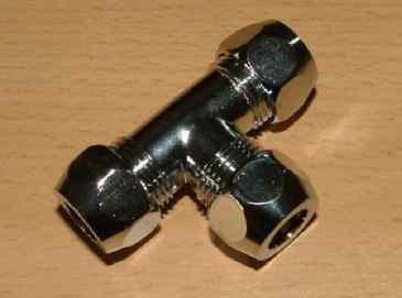 Verchromte T - Verschraub. 3 Quetschen 8 mm (Auswahlmöglichkeiten)