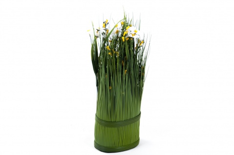 Grasbusch mit Glockenblumen u. Margeriten Dekogras H35cm Kunstblume Kunstpflanze