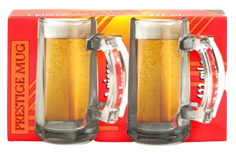 Biergläser mit Henkel 2er-Set 422ml Bierkrug Bierseidel Trinkgläser Bierglas 3