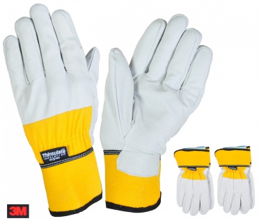 2 Paar Thermo-Arbeitshandschuhe Gr.9 Thinsulate Lederhandschuh Handschuh Montage