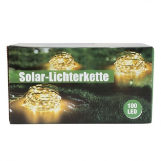 Solar-Lichterkette 100 Micro-LEDs 9, 9m Warmweiß Drahtlichterkette Gartendeko