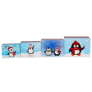 Dekoboxen-Set Pinguine 8-teilig Geschenkbox Weihnachtsdeko Aufbewahrungsbox - Vorschau 3