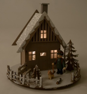 LED Holzhaus Winterlandschaft ca 20x18, 5cm Weihnachtsbeleuchtung Weihnachtsdeko - Vorschau 5