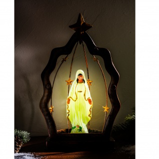 Leuchtende Madonna Weihnachtsdeko 30cm Maria Figur im Metall Rahmen Schutzpatronin 2
