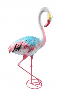 Flamingo 83 cm Metall Dekovogel Gartenfigur Gartendeko Teichdeko Gartenstecker