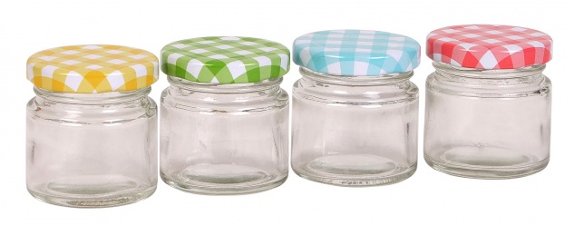 4 Mini-Marmeladengläser 60ml Gläschen Einmachglas Probiergläschen Schraubglas