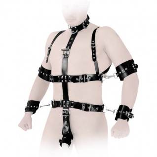 Ledapol - Echt Leder Harness Fessel-Body mit Halsband