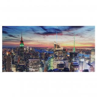 LED-Bild, Leinwandbild Leuchtbild Wandbild, Timer FSC-zertifiziert ~ 100x50cm New York, flackernd