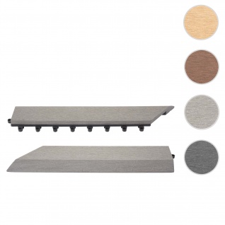 2er-Set Abschlussleiste für WPC Bodenfliese Rhone, Abschlussprofil, Holzoptik Terrasse ~ grau links mit Haken
