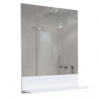 Wandspiegel mit Ablage HWC-B19, Badspiegel Badezimmer, hochglanz 75x80cm ~ weiß - Vorschau 3