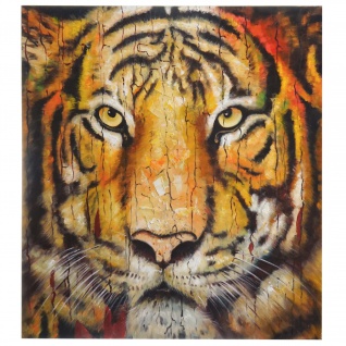 Ölgemälde Tiger, 100% handgemaltes Wandbild XL, 100x90cm