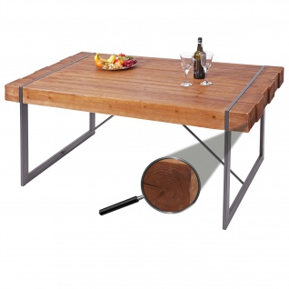 Esszimmertisch HWC-A15, Esstisch Tisch, Tanne Holz rustikal massiv FSC-zertifiziert ~ braun 80x160x90cm 2