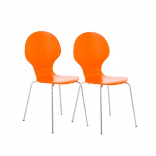 2x Besucherstuhl CP585, Konferenzstuhl stapelbar, 86x43x45cm ~ orange