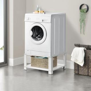 Waschmaschinen-Sockel HLO-PX45 mit Ablage Stahl ~ Weiß