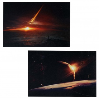 2er-Set LED-Bild Leinwandbild Leuchtbild Wandbild 40x60cm, Timer ~ Planet