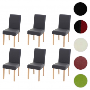 6x Esszimmerstuhl Stuhl Küchenstuhl Littau ~ Kunstleder, grau matt, helle Beine