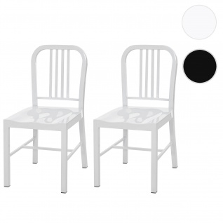2er-Set Esszimmerstuhl HWC-A73, Stuhl Küchenstuhl, Metall Industriedesign ~ weiß