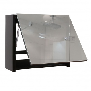 Spiegelschrank HWC-B19, Wandspiegel Badspiegel Badezimmer, aufklappbar hochglanz 48x59cm ~ schwarz 2