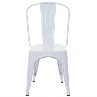 2x Stuhl HWC-A73, Bistrostuhl Stapelstuhl, Metall Industriedesign stapelbar ~ weiß - Vorschau 5