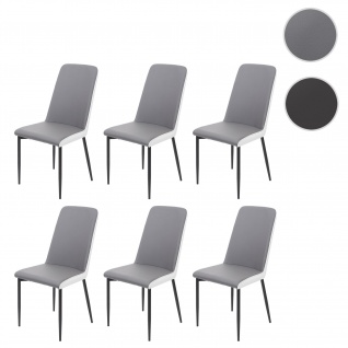 6er-Set Esszimmerstuhl HWC-F26, Stuhl Küchenstuhl, Kunstleder ~ Sitzfläche grau