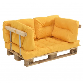 Palettenkissen HLO-PX15 1x Sitzkissen 4x Rückenkissen Senfgelb ~ Gelb