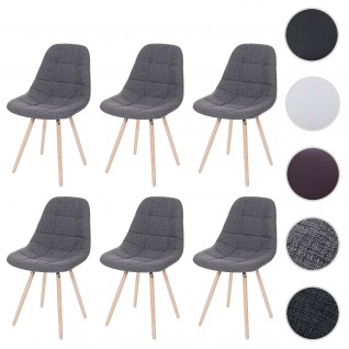 6er-Set Esszimmerstuhl HWC-A60 II, Stuhl Küchenstuhl, Retro 50er Jahre Design ~ Stoff/Textil grau
