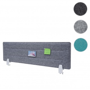 Tischtrennwand HWC-G76, Büro-Sichtschutz Schreibtisch Pinnwand, Klemmen Stoff/Textil mit Prägung ~ 100x30cm grau