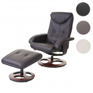 Relaxsessel HWC-C46, Fernsehsessel Sessel mit Hocker, Kunstleder ~ braun - Vorschau 1