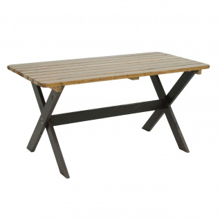 Tisch HWC-J83, Gartentisch Holztisch, Massiv-Holz FSC-zertifiziert 149cm ~ braun, Kiefer dunkelbraun