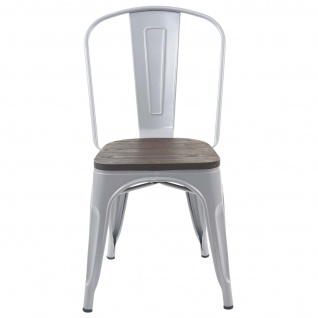 2x Stuhl HWC-A73 inkl. Holz-Sitzfläche, Bistrostuhl Stapelstuhl, Metall Industriedesign stapelbar ~ grau 5