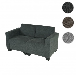 Modular 2-Sitzer Sofa Couch Lyon, Stoff/Textil ~ anthrazit-grau