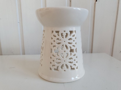 Duftlampe Porzellan Weiß mit Ornamenten 10x13x10 cm