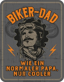 Vatertag Blechschild Cooler Biker Dad Geburtstag Schild Alu geprägt bedruckt