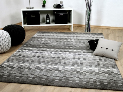 Designer Teppich Sevilla Modern Grau Stripes