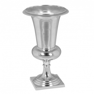 Deko Vase groß Pokal Aluminium modern mit 1 Öffnung in Silber | Hohe Alu Blumenvase handgefertigt | Große Dekovase für Blumen