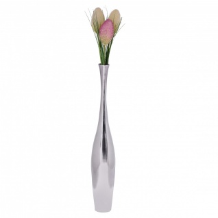 Deko Vase groß BOTTLE S Aluminium modern mit 1 Öffnung in Silber | Hohe Alu Blumenvase handgefertigt | Große Dekovase für Blumen