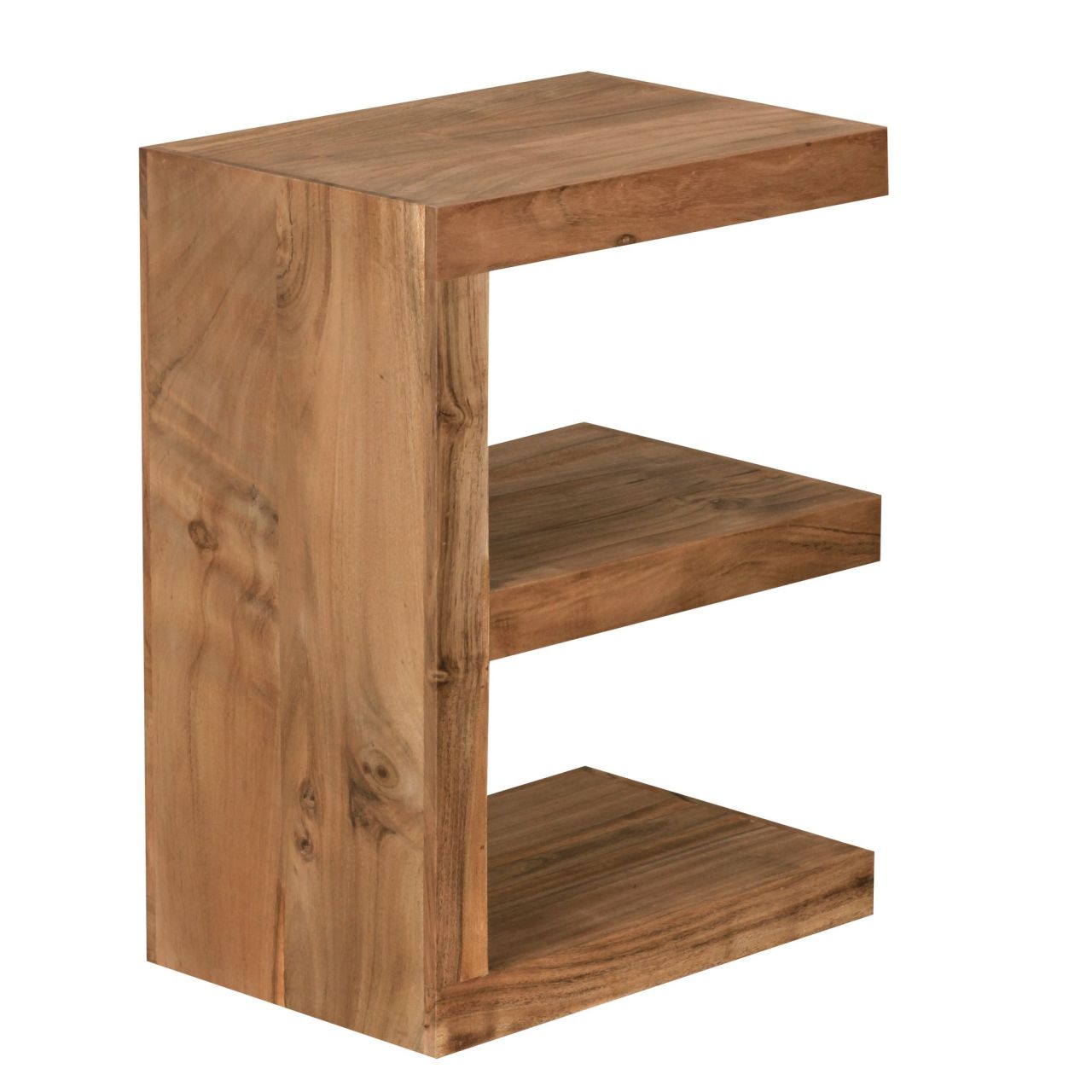 Beistelltisch MUMBAI Massivholz Akazie E Cube 60 cm hoch Wohnzimmer-Tisch Design braun Landhaus-Stil Couchtisch
