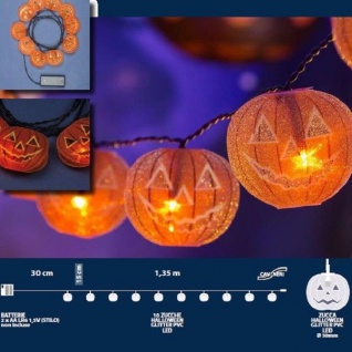 LED Halloween Lichterkette 10er Kürbis Batteriebetrieb innen 35096