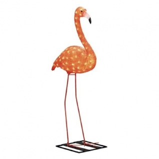LED Acryl Flamingo stehend 96 Dioden bernsteinfarben außen 110cm 6273-803