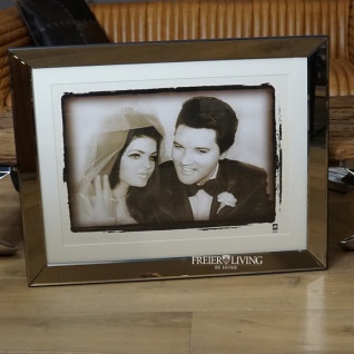 Priscilla & Elvis Presley Hochzeitsfoto im Spiegelrahmen Deko