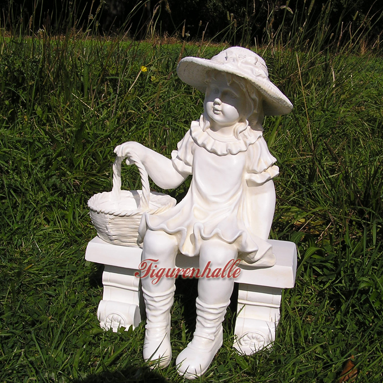 Mädchen auf Bank Gartenfigur Garten Dekoration Figur Statur Dekoration Figur Neu 