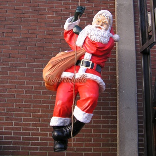 Weihnachtsmann Dekofigur hängend Kletternd Figur Lebensgroß