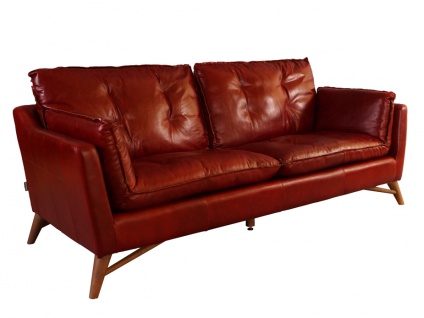 Design Clubsofa Bantry 3-Sitzer Vintage Leder Royal Rouge