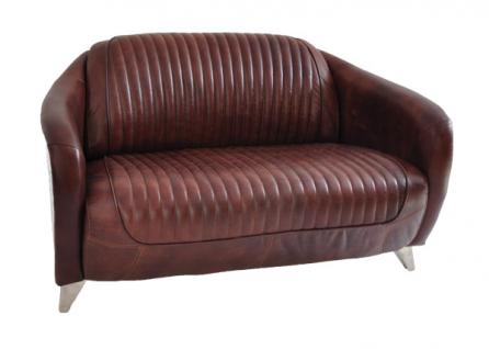 Clubsofa Aberford 2-Sitzer Vintage Leder Aluminium
