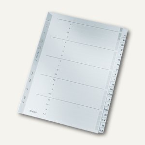 Karton Register, DIN A4, A-Z, verstärkte Lochung/Taben, 20 Bl., 160 g/m², grau