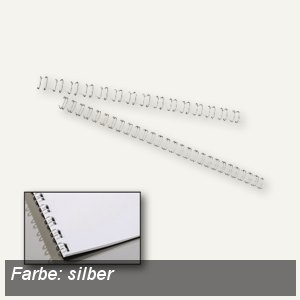 GBC WireBind Drahtbinderücken, 21 Ringe, Ø 8 mm, silber, 100 Stück, IB160639