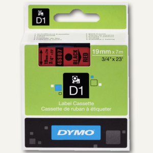 Dymo D1 Etikettenband, 19 mm x 7 m, schwarz auf rot, S0720870