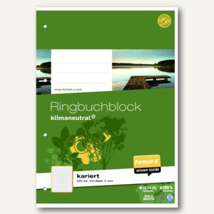 Format-X Ringbuch-Block, DIN A4, kariert, 4-fach gelocht, 100 Blatt, 044380 20