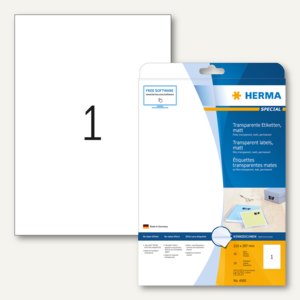 Herma Transparente Folien-Etiketten, 210 x 297 mm/DIN A4, matt, 10 Stück, 4585