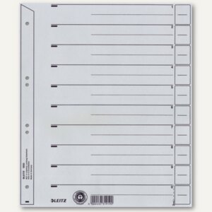 LEITZ Trennblätter, DIN A4+, Kraftkarton 200g/qm, grau, 25 Stück, 1650-30-85